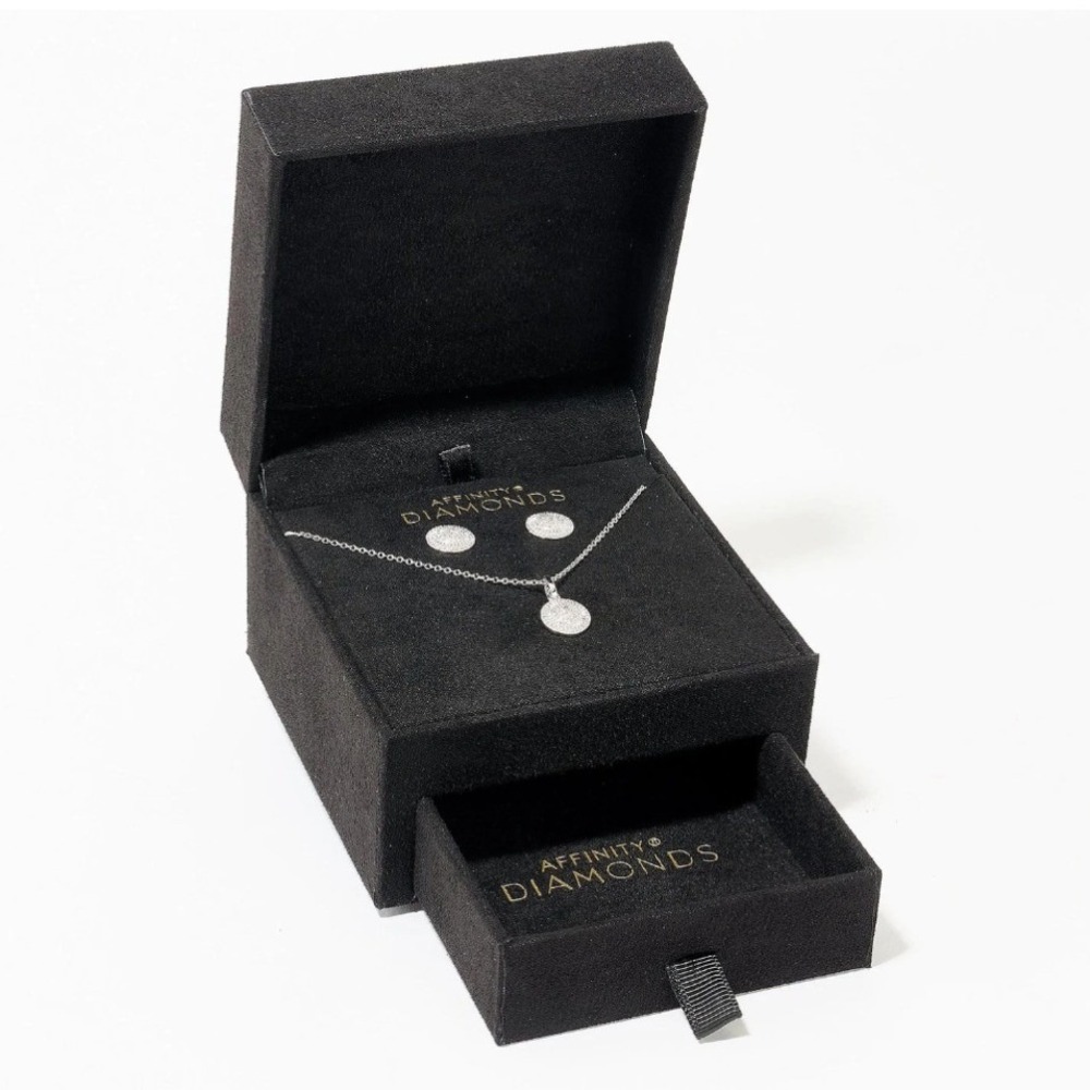 Affinity Diamonds Sterling Silver 0.33ctw Necklace & Stud Earrings NEW J441334